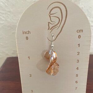 Bundle 3 pairs for $12 Pink Iridescent Glass Leaf Dangle Earrings